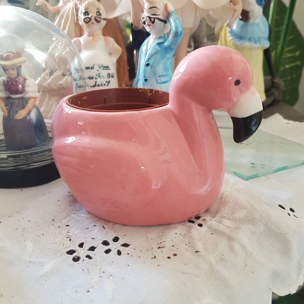 COPY - Art Deco Miniature Flamingo Ceramic Plant Pot.